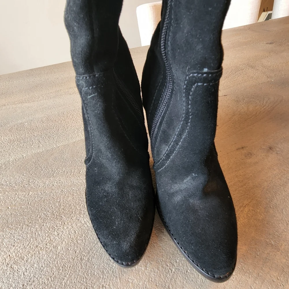 RARE! JUICY COUTURE OVER-THE-KNEE BOOTS WOMEN'S 6 BLACK SUEDE HIGH HEEL